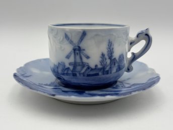 Antique Dutch Delft German Demitasse Louis XIV Royal Versailles Teacup & Saucer Blue & White
