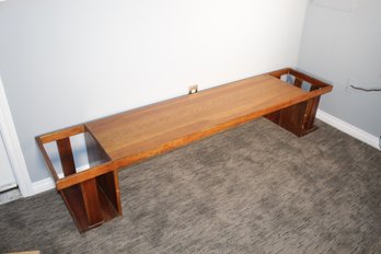 Vintage Mid Century Style Wooden Bench W/ Side Storage MCM