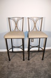 Pair Of Black Metal Barstool Chairs