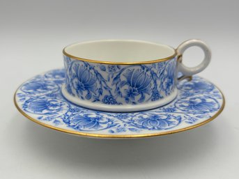 Antique Rare English Royal Worcester Demitasse Teacup & Saucer French Tremeleur Trembleuse Tea Cup