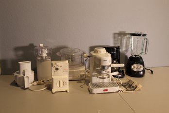 Lot Of Vintage Kitchen Appliance Items - Blender, Can Opener, Espresso Coffee Maker, Processor