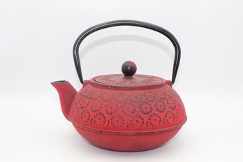 Heavy Red Cast Iron Japanese Tea Pot
