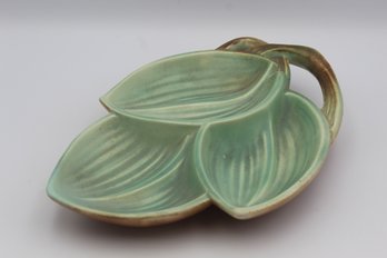 McCoy Green Leaf Pottery Dish Serving Bowl