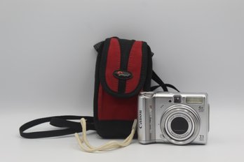Canon PowerShot A570 Is - Digital Camera - Compact - 7.1 MP - 4X Optical Zoom (Tested) W/ Red Lowepro Case