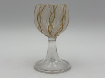 Vintage Murano Glass Salviati Zanfirico Goblet With Ribbons White & Gold 2.8'