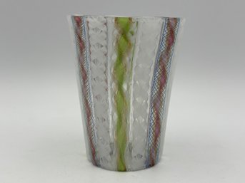 Vintage Murano Glass Zanfirico 3.5in Tumbler Multicolored