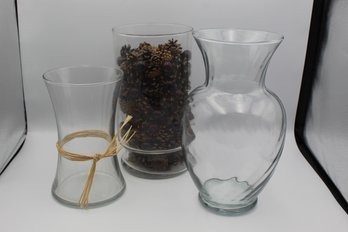 Lot Of 3 Glass Vases