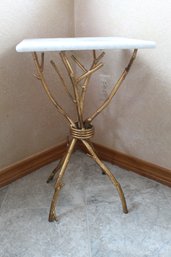 Safavieh Alexa Marble Top Accent Side Table W/ Gold Metal Branch Legs