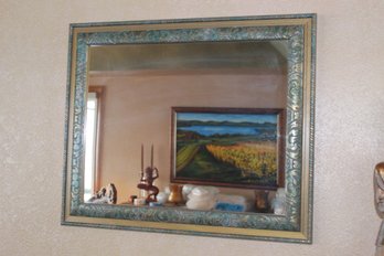 Metal Wall Mirror With Gold Accents