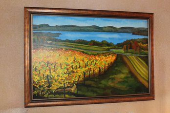 Wood Framed Vinyard Painting