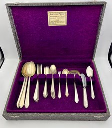 Lot Set Of 36 Lunt Treasure Sterling Silver Flatware Spoons, Forks, Utensils W/ Box (46 OZ)