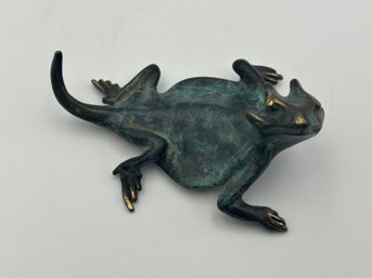 Michael Storey Bronze Bearded Dragon Lizard Miniature Sculpture MCM Vintage Modernist