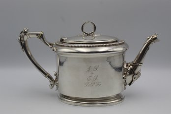 Antique Sterling Silver Tea Coffee Pot Medallion By Gorham 260 Circa 1840's (1059 Grams)
