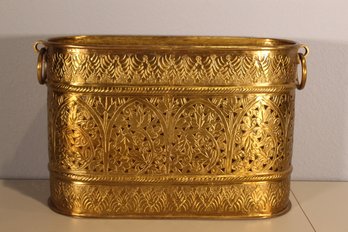 Oval Gold Metal Planter Pot Decor Holder