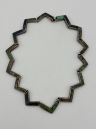 Vintage Los Castillo Taxco Sterling Inlaid Turqouise Link Necklace 6.25 X 5 (clasp Needs Repair)