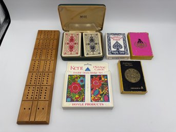 Lot Of Vintage Games - Playing Cards, Cribbage Set, Bridget