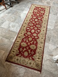 Red & Ivory Floral Area Runner Rug - 96 X 30.5