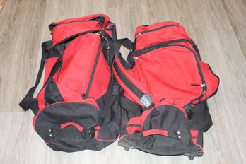 Lot Of 2 Red Rolling Ski Tote Bags