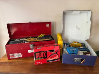 Large Lot Of Ski Tuningn Tools Swix T73 Waxing Iron Tuning Files And Wax & Misc Equipment