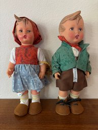 Vintage Pair Of MJ Hummel Goebel Plastic Hansel & Gretel Dolls 11'