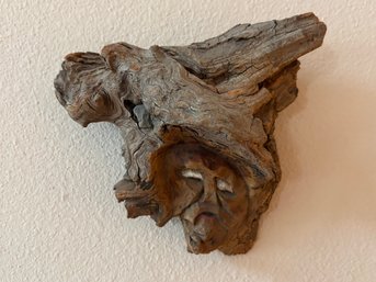 Vintage Wood Carving Driftwood Folk Art With Face 7'