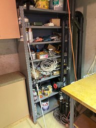 76 X 37 Inch Metal Storage Shelf With All Contents On Shelves - Tools, Wiring, Paints, Brasscraft, Hardware