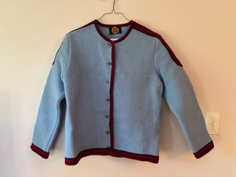 Vintage Austrian Tiroler Qualitts Strickwaren Knit Sweater Light Blue Women's European Size 42