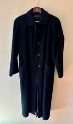 Vintage Anne Klein II Women's Long Oversized Black Peacoat Size 6