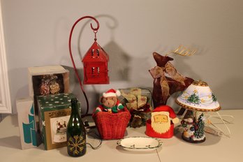 Lot Of Christmas #2 Decor Lamp Snowglobe, Reindeer, Etc.