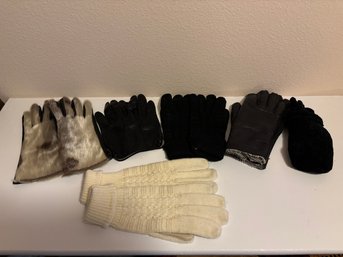 Lot Of Vintage Women's Leather & Wool Winter Gloves