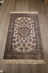 Vintage Karastan Ivory Hand Woven Wool Area Rug - 60' X 37'