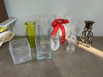 Lot Of Home Decor, Glass Vases Etc