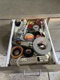 Lot Of Garage Items, Cords, Electrical Tape, Pad Locks, Etc
