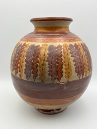 Vintage Mexican Striped Pottery Vase 9'