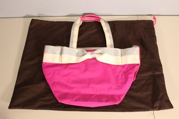 Kate Spade Pink & Silver Purse Bow Bag W/ Dust Bag