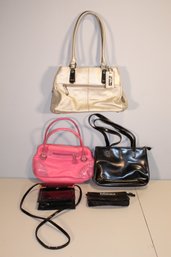 Lot Of (5) Vintage Leather Purse Handbags, Oki-Doki, Desmo, Tignanello