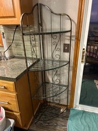 Metal Corner Cabinet Shelf Unit With Glass Shelves
