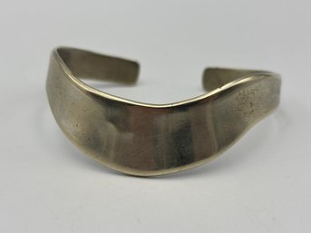 Vintage Mexican Sterling Silver .925 197s Widecuff Bangle Modernist Wave Cuff Bracelet