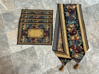 High Quality Grapevine Fruit Grapes Tapestry Table Mats Dining Table Runner & 4 Placemats