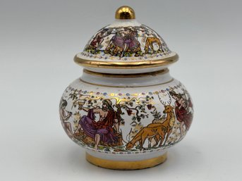 Vintage Miniature Ceramic Perfume Bottle With Greek Mythology Figures Hand Made In Greece 2'