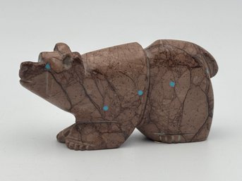 Vintage Zuni Art Bear Fetish Ephraim Chavez Sculpture Carving Pakistani Marble 2.25'