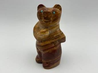 Vintage Bear Fetish By Yancy Robert Halusewa Onyx Stone Carving Zuni Art 2.75