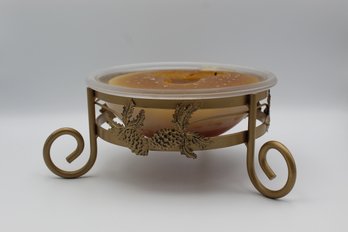 Ornate Tabletop Frosted Floating Candleholder Gold Metal