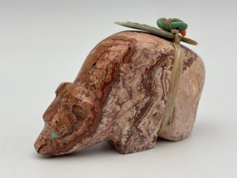 Bear With Turquoise Eyes Rhyolite Zuni Fetish Bear 2.25'