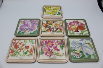 Lot Of 7 Jill Walker Floral Flower Drink Coasters