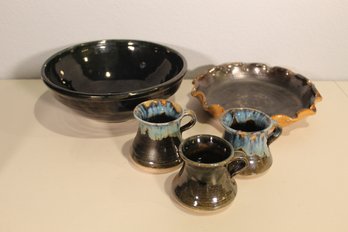 Lot Of Dark Glazed Pottery