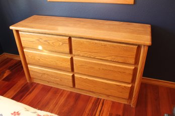 Solid Oak Wooden Dresser With 6 Drawers