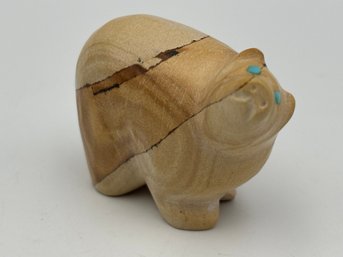 Vintage Jasper Bear Fetish Bear By Kenric Laiwakete Turquoise Eyes 1.5' Zuni Art