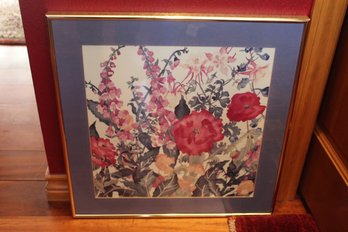 Abstract Floral Watercolor Painting In Gold Frame