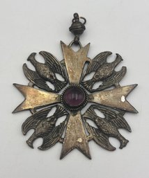 Vintage War Merit Cross Maltese Cross German .900 Silver Pendant WWII Made In Jerusalem 3 X 3